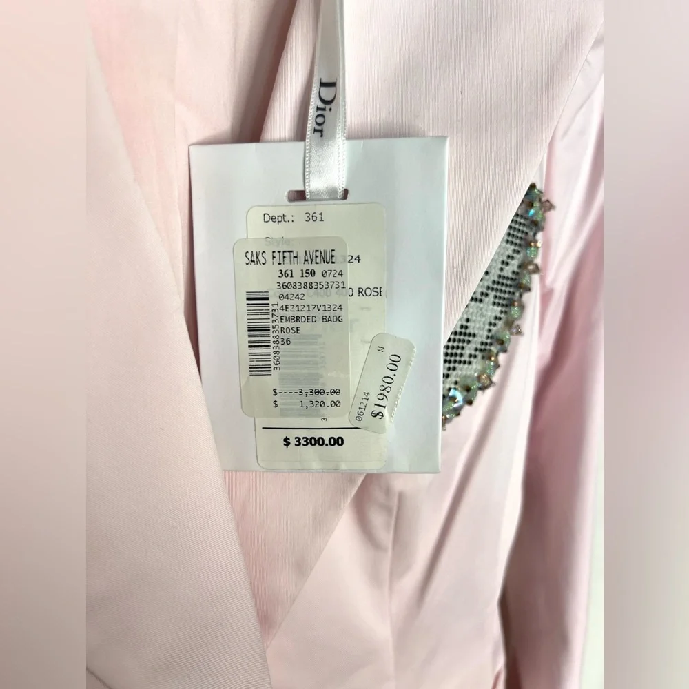 NWT Authentic Christian Dior Women's Pink Embellished Pocket Blazer size 4
